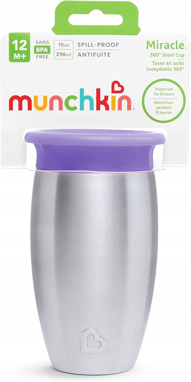 MUNCHKIN Miracle hrnek 360 6m+ 296ml nerezová ocel