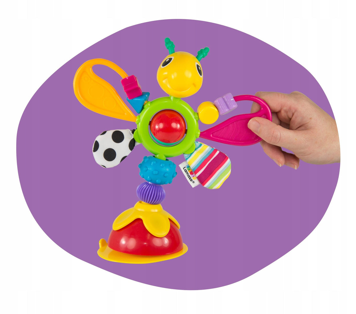 LAMAZE zabawka sensoryczna grzechotka z przyssawką 6m+