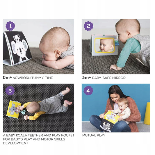 TAF TOYS contrastrijk sensorisch boek met SPIEGEL