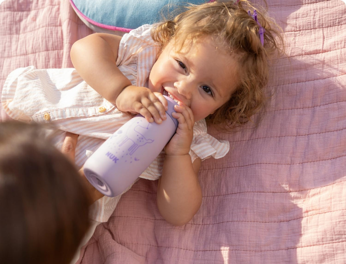 NUK Mini-Me Flip biberão em aço com palhinha e bocal 500 ml 12 m+
