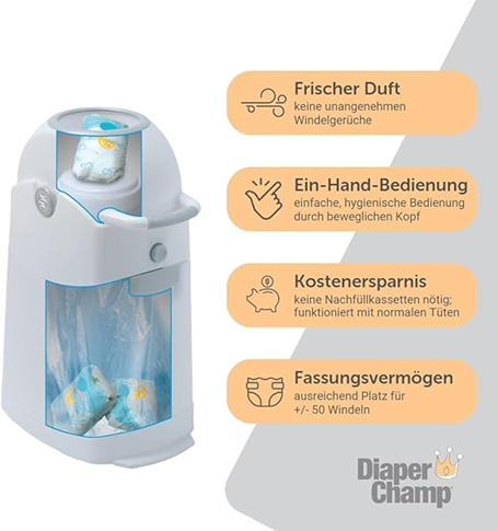 DIAPER CHAMP kôš na plienky NA VRECKÁ NA ODPAD +/-50 plienok