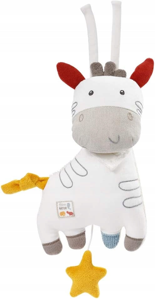 FEHN NATURE pluszowa Zebra z pozytywką BioBawełna, organiczna zabawka 21 cm, wielokolorowa