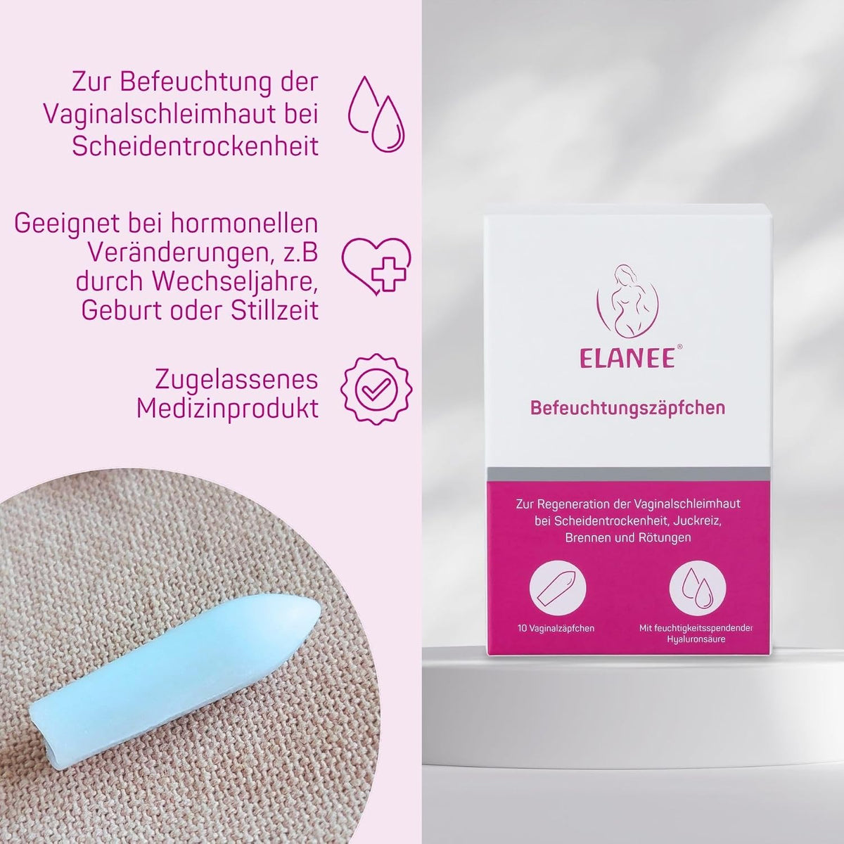 ELANEE globule vaginale hidratante fără hormoni x10