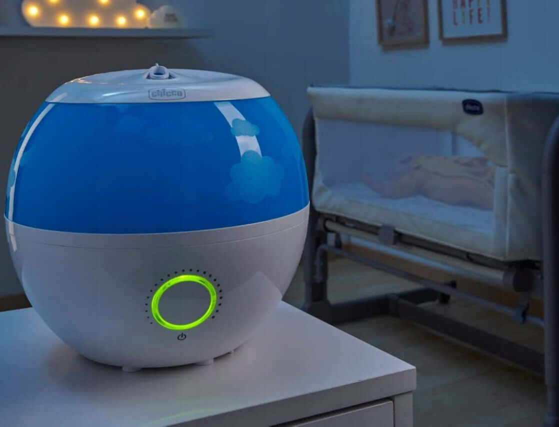 CHICCO Humi Fresh ultradźwiękowy NAWILŻACZ POWIETRZA biało-niebieski do pokoju dziecka