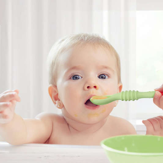 VICLOON Sticky Spoon cucchiaino in silicone 2,5 x 10 cm 4 m+ verde