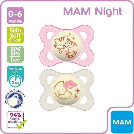 MAM ORIGINAL NIGHT upokojujúci cumlík x2 0-6 mesiacov