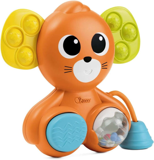 CHICCO Myszka sensoryczna z grzechotką piszczałką Pop It 18 x 19 cm – zdjęcie 2