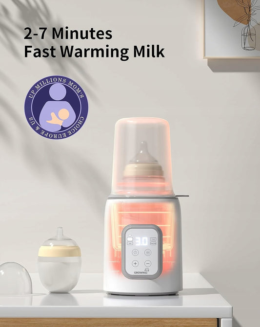 GROWNSY 8w1 sterylizator podgrzewacz do butelek, szybkie podgrzewanie mleka w 2-7 minut, biały, BPA-free