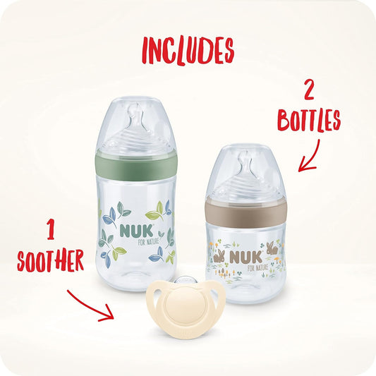 NUK for Nature sada 2 x fľaša + cumlík s kontrolou teploty