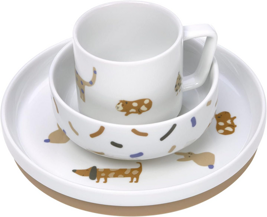 LASSIG Little Mateys komplet porcelanaste posode, 3-delni