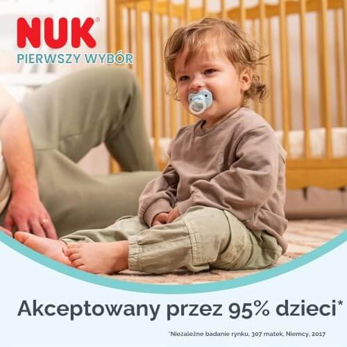 NUK First Choice Classic smoczek uspokajający 18-36m x2 dla dziecka, ortodontyczny kształt, akceptowany przez 95% dzieci