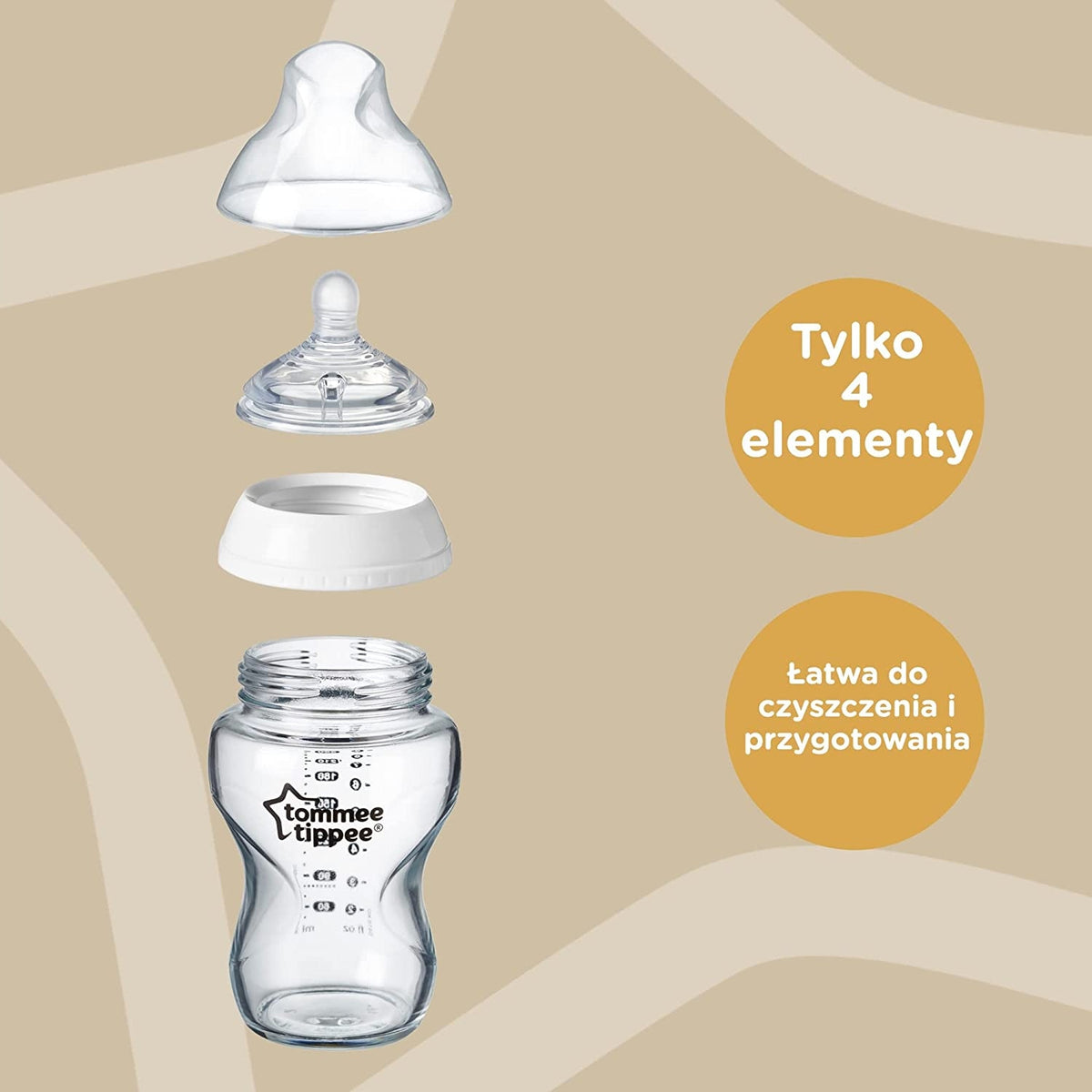 TOMMEE TIPPEE zestaw startowy butelek ANTI-COLIC, butelka 260 ml z 4 elementami i smoczkiem dla noworodka