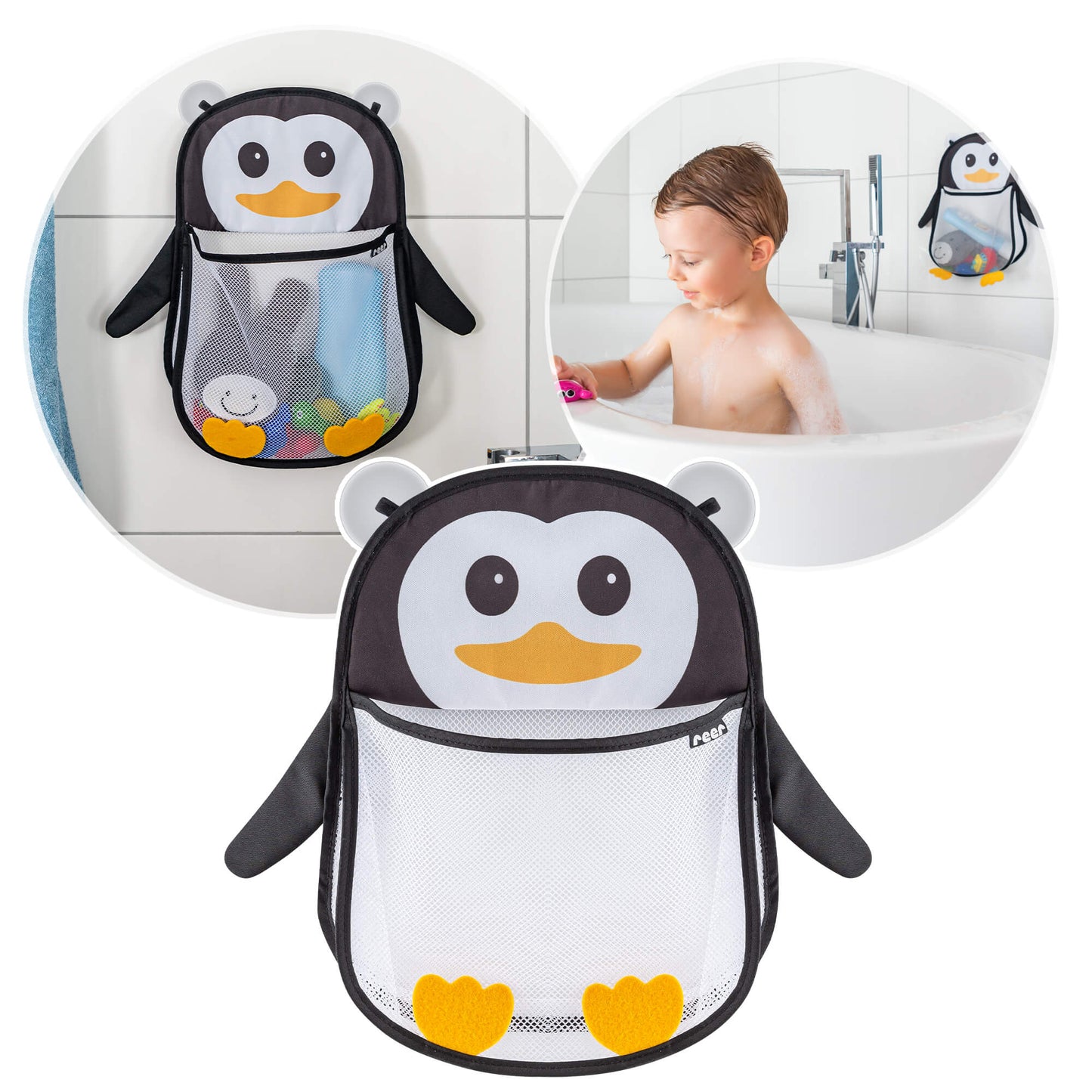 REER MyHappyPingu siatka organizer do kąpieli na przyssawki PINGWIN