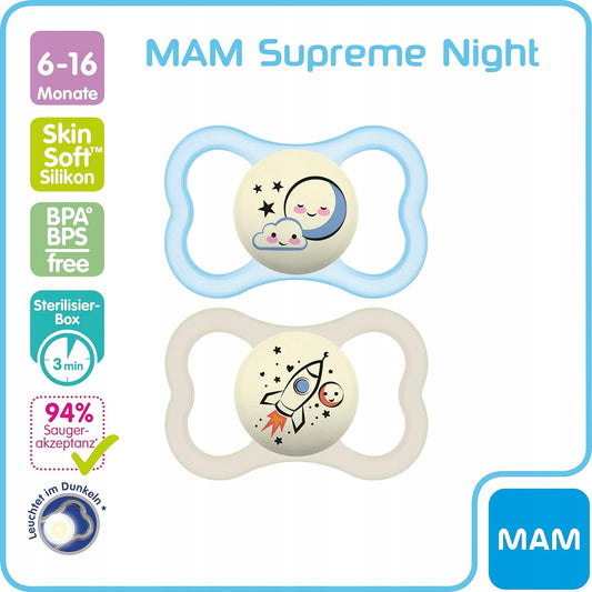 MAM SUPREME NIGHT silikónový cumlík 6-16 mesiacov