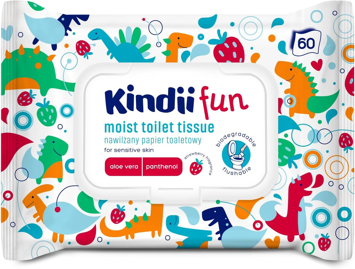 KINDII Fun hârtie igienică umedă, lavabilă x60
