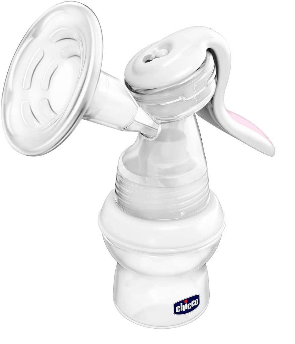 CHICCO Natural Feeling LAKTATOR RĘCZNY 150 ml U "O, biały laktator ręczny z butelką i smoczkiem