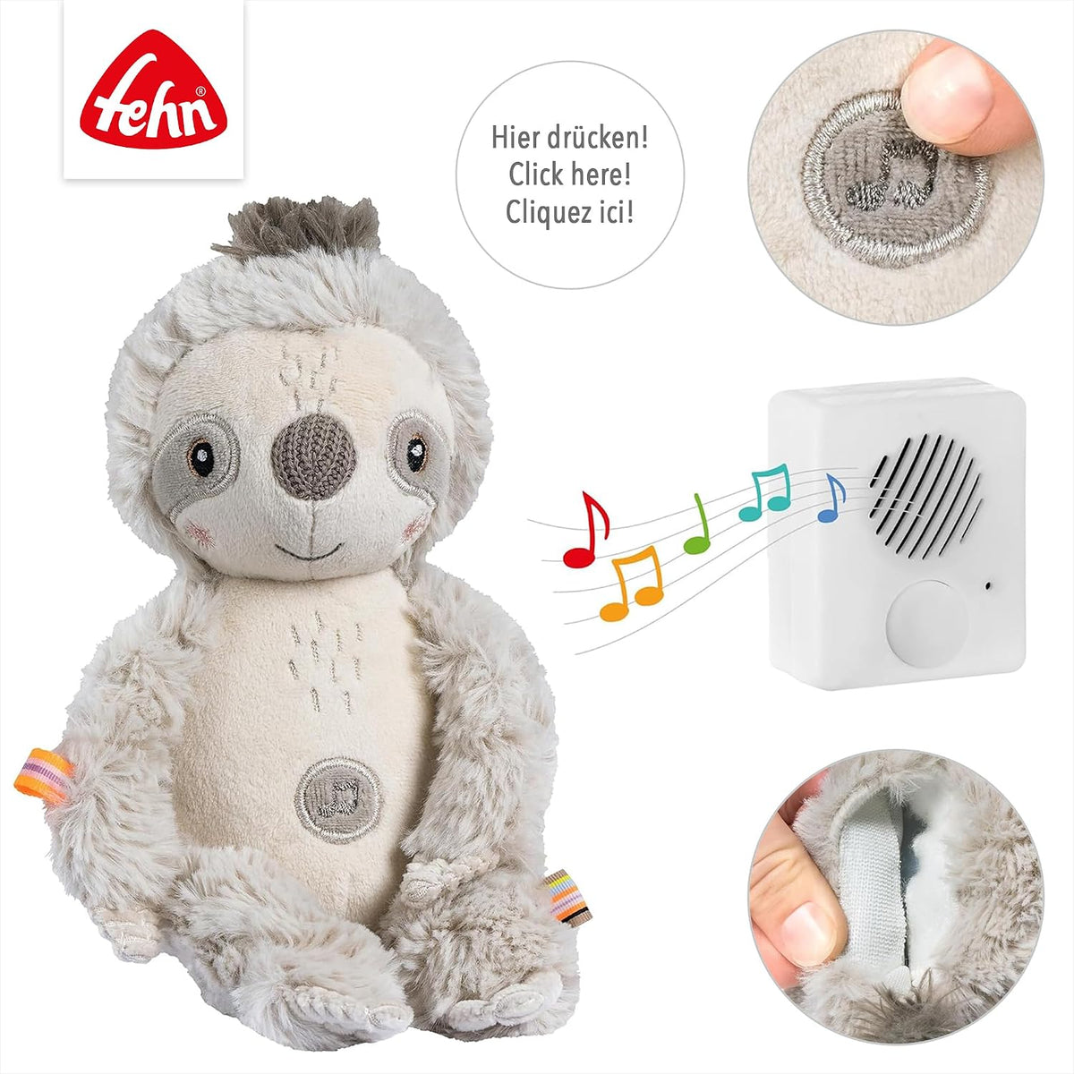 Jucărie de alint leneș FEHN cu senzor Cry 19 cm
