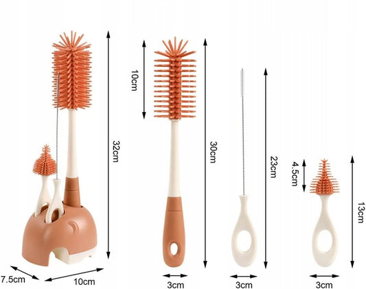 VICLOON 3v1 silikonové kartáče na čištění lahví, dudlíků a brček 32cm