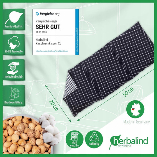HERBALIND pernă termică cu sâmburi de cireșe XL 900g 50x20cm