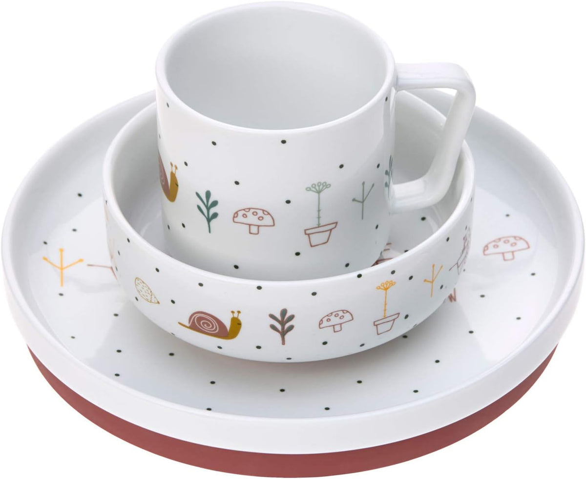 LASSIG Garden Explorer set de vaisselle en porcelaine 3 pièces.