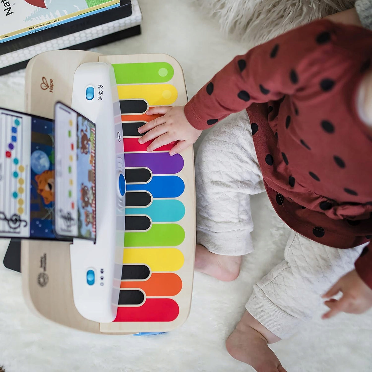 HAPE BABY EINSTEIN drewniane pianinko dotykowe + 5 kart muzycznych