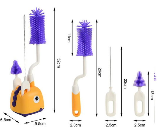 VICLOON 3v1 silikonové kartáče na čištění lahví, dudlíků a brček 32cm
