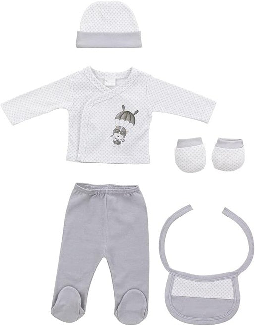 INTERBABY dárková sada z bavlny pyžamo čepice ponožky bryndák punčocháče