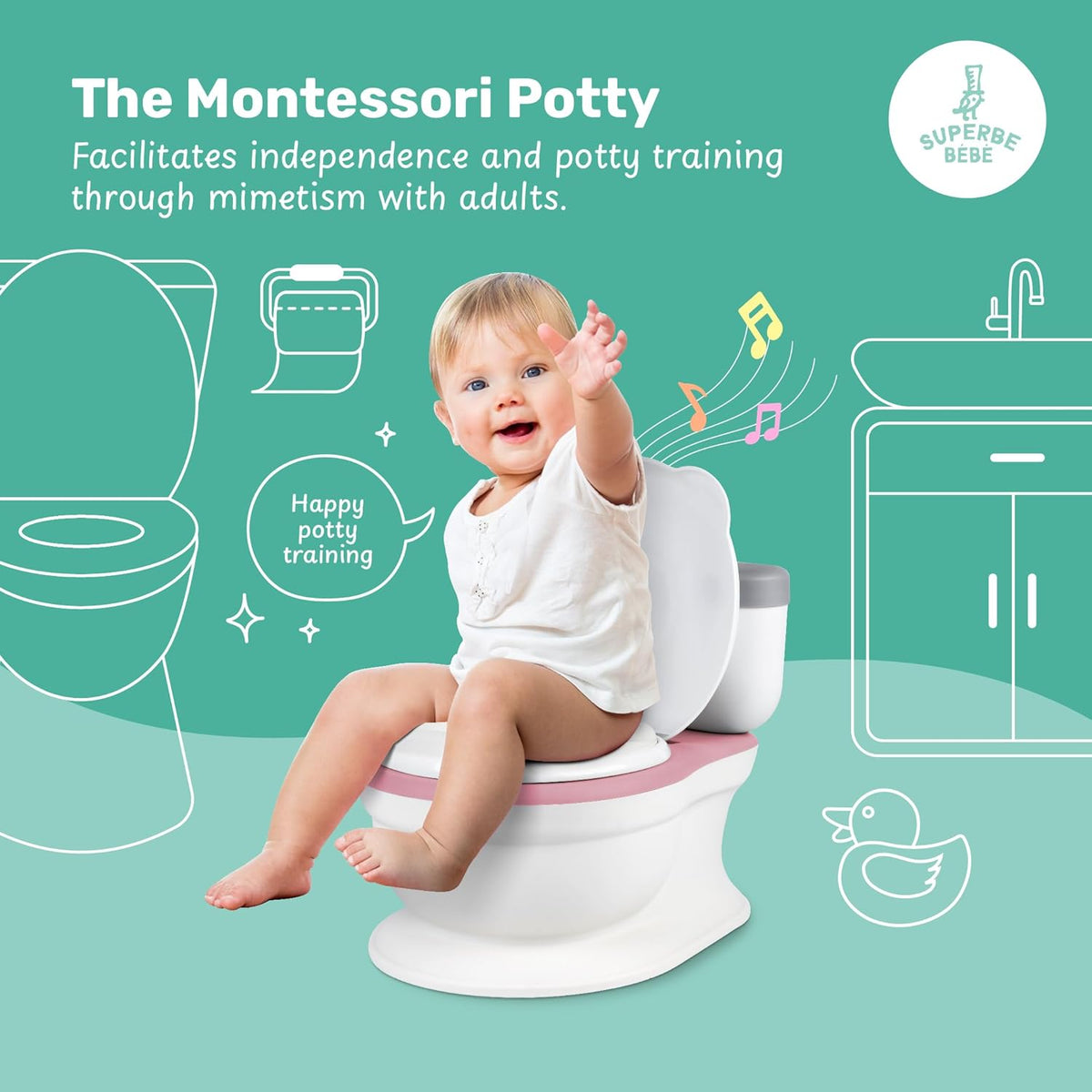 SUPERBE BEBE Töpfchen mit Toilettenpapierhalter + SOUND