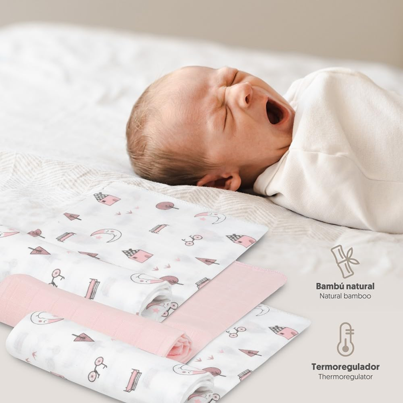 INTERBABY muslinfiltar x3 bambus bomull 55x70cm