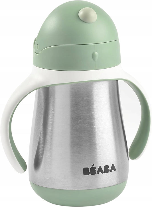 BEABA hrnek s brčkem NELÉVAJÍCÍ NEREZOVÝ 250 ml