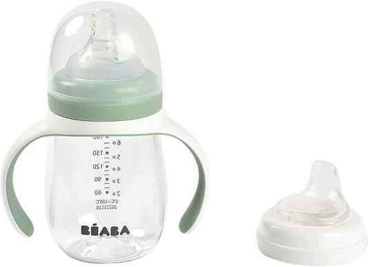 BEABA Training Bottle 2 az 1-ben, csepegésmentes pohár két szájrésszel, 210 ml, 4 hónapos kortól