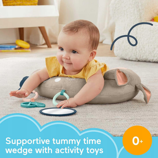 FISHER-PRICE tummy time play pillow with two toys and a mirror