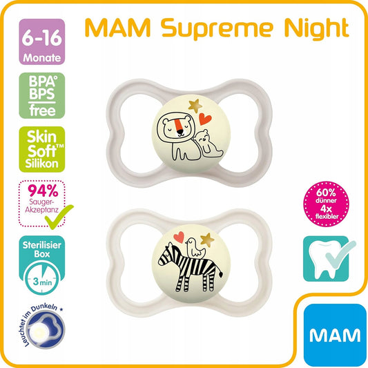 MAM SUPREME NIGHT szilikon cumi 6–16 hónap