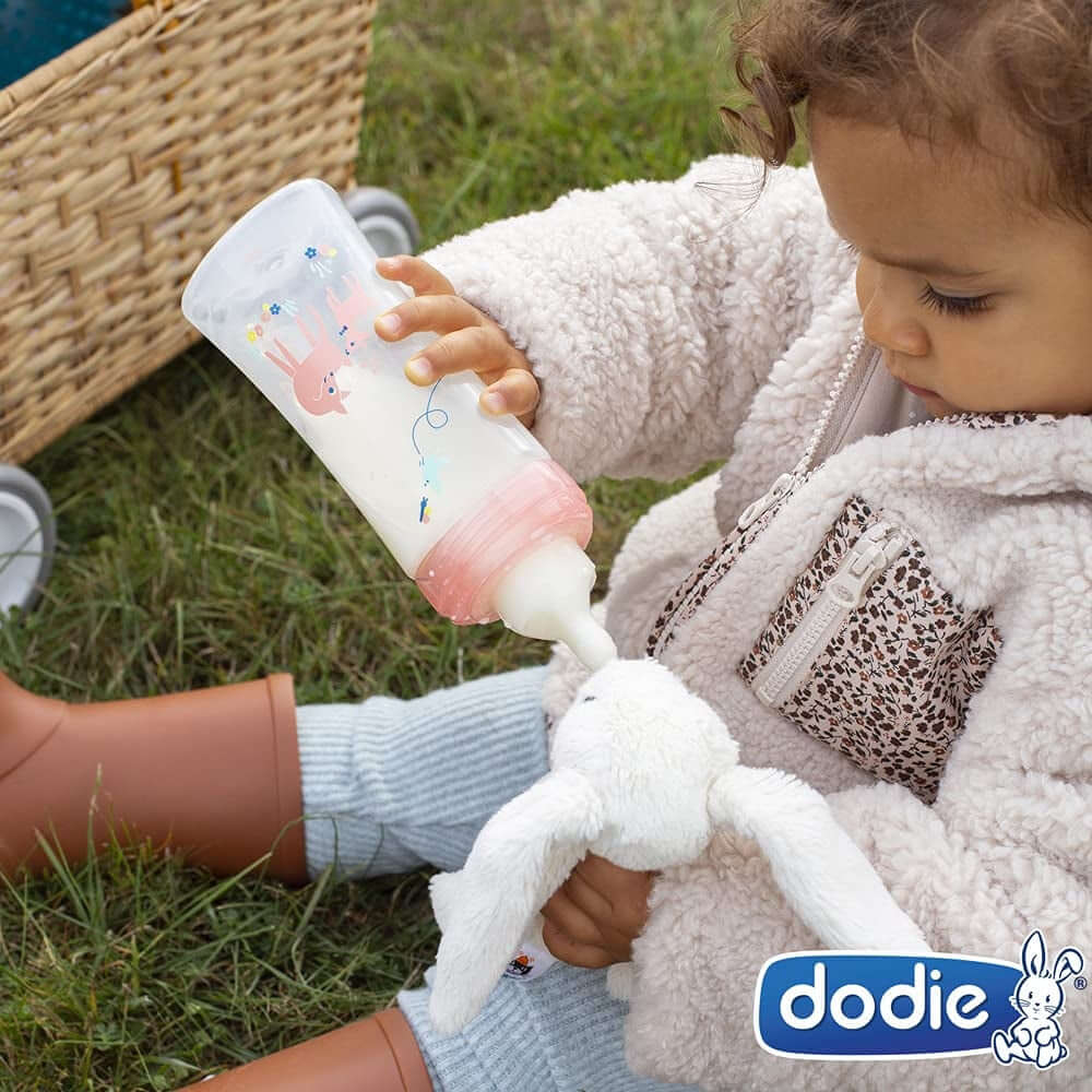 DODIE zestaw startowy dla dziewczynki BUTELKI + akcesoria, różowa butelka antykolkowa dla dziecka