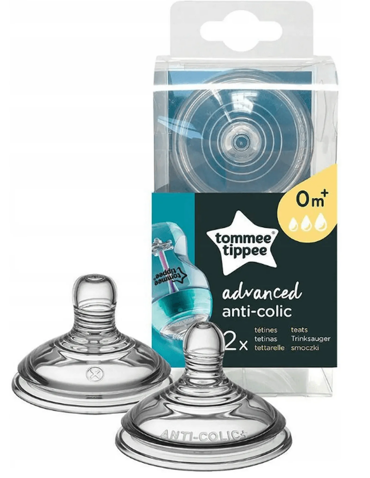 TOMMEE TIPPEE προηγμένοι αντικολικοί θηλές 0 μηνών+ 2 τεμ.