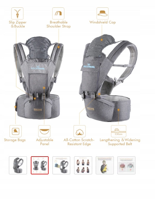 ECCOMUM portabebés ergonómico con cinturón lumbar 6 en 1 para bebés