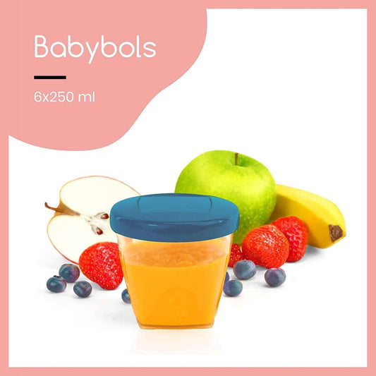 BABYMOOV Babybols pojemniki 6 x 250 ml, hermetyczny pojemnik na mus owocowy dla dzieci