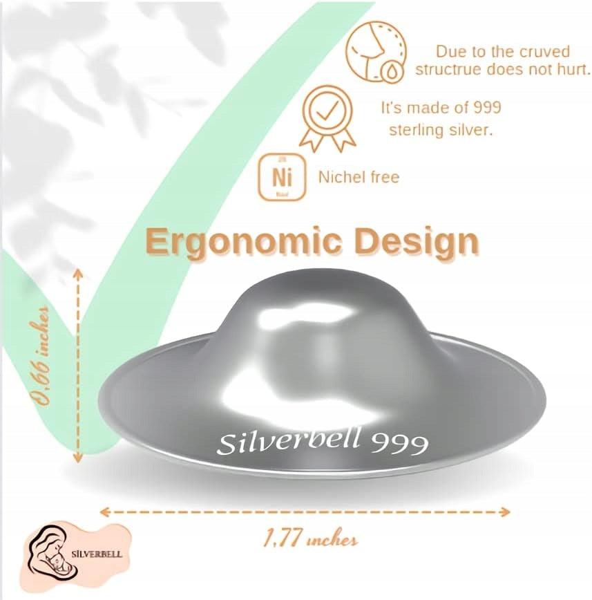 SILVERBELL nakładki na brodawki ze srebra, ergonomiczne osłonki 999 sterling silver, nickel free