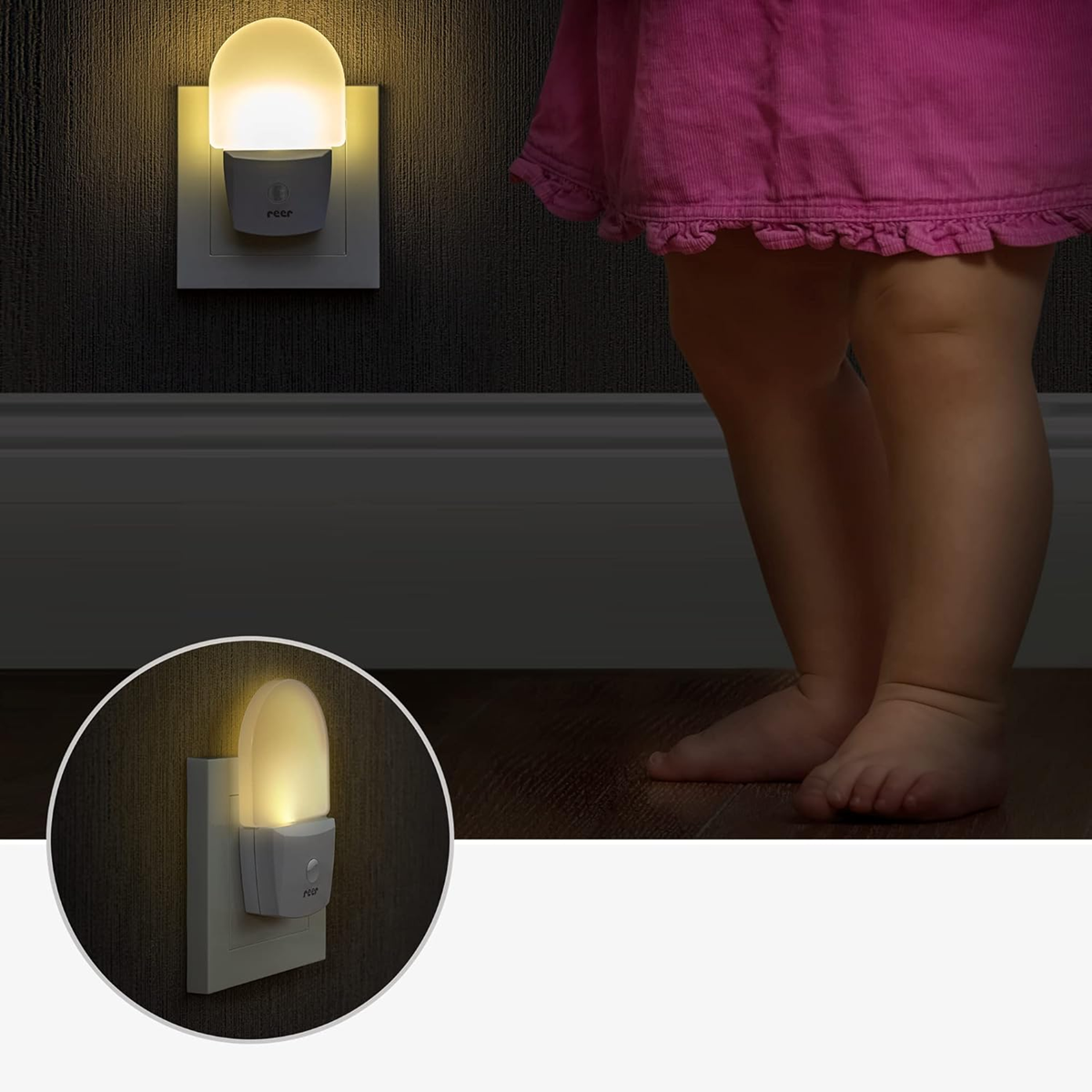 REER NightGuide LED-Nachtlicht für die Steckdose, Dämmerungssensor, 6 x 9,5 cm