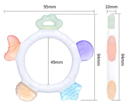 AKOLIK ultra zachte siliconen bijtring masserend 9,5 cm 3 m+