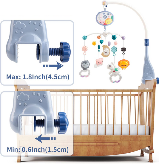 AMY & BENTON Babybett Mobile mit Spieluhr und Projektor + Fernbedienung