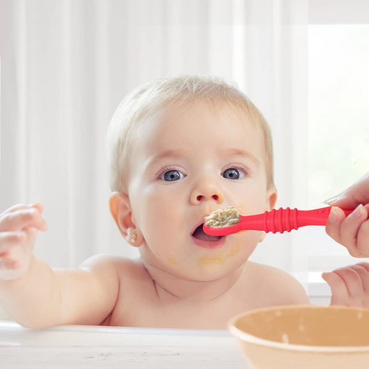 VICLOON Sticky Spoon cucchiaino in silicone 2,5 x 10 cm 4 m+ rosso