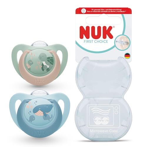 NUK First Choice πιπίλες 18-36 μην. 2 τεμ. Χελώνα/Φάλαινα