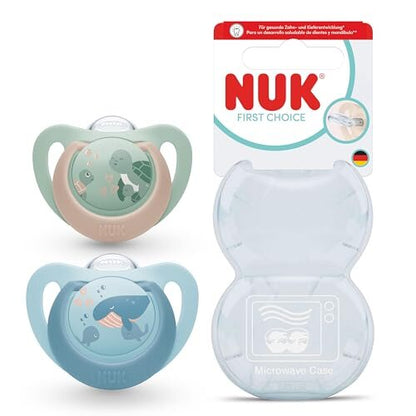 NUK First Choice πιπίλες 18-36 μην. 2 τεμ. Χελώνα/Φάλαινα