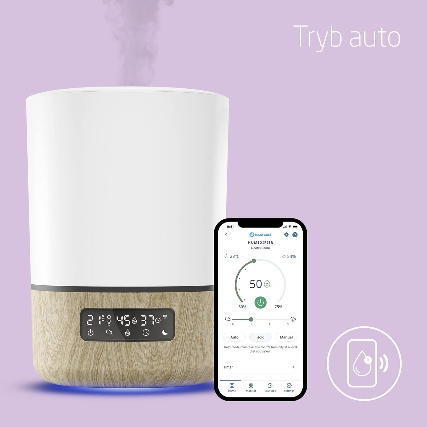 MAXI-COSI Breathe zdalny nawilżacz powietrza 24 h aplikacja Connected Home