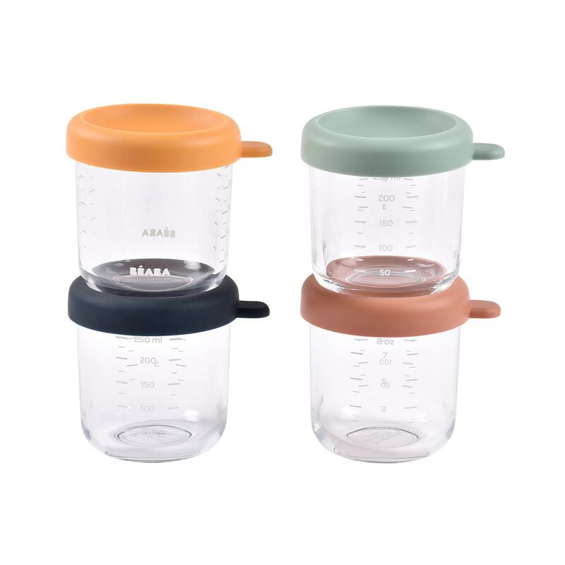 Béaba Sunrise sklenené nádoby na potraviny s uzáverom 250ml x4