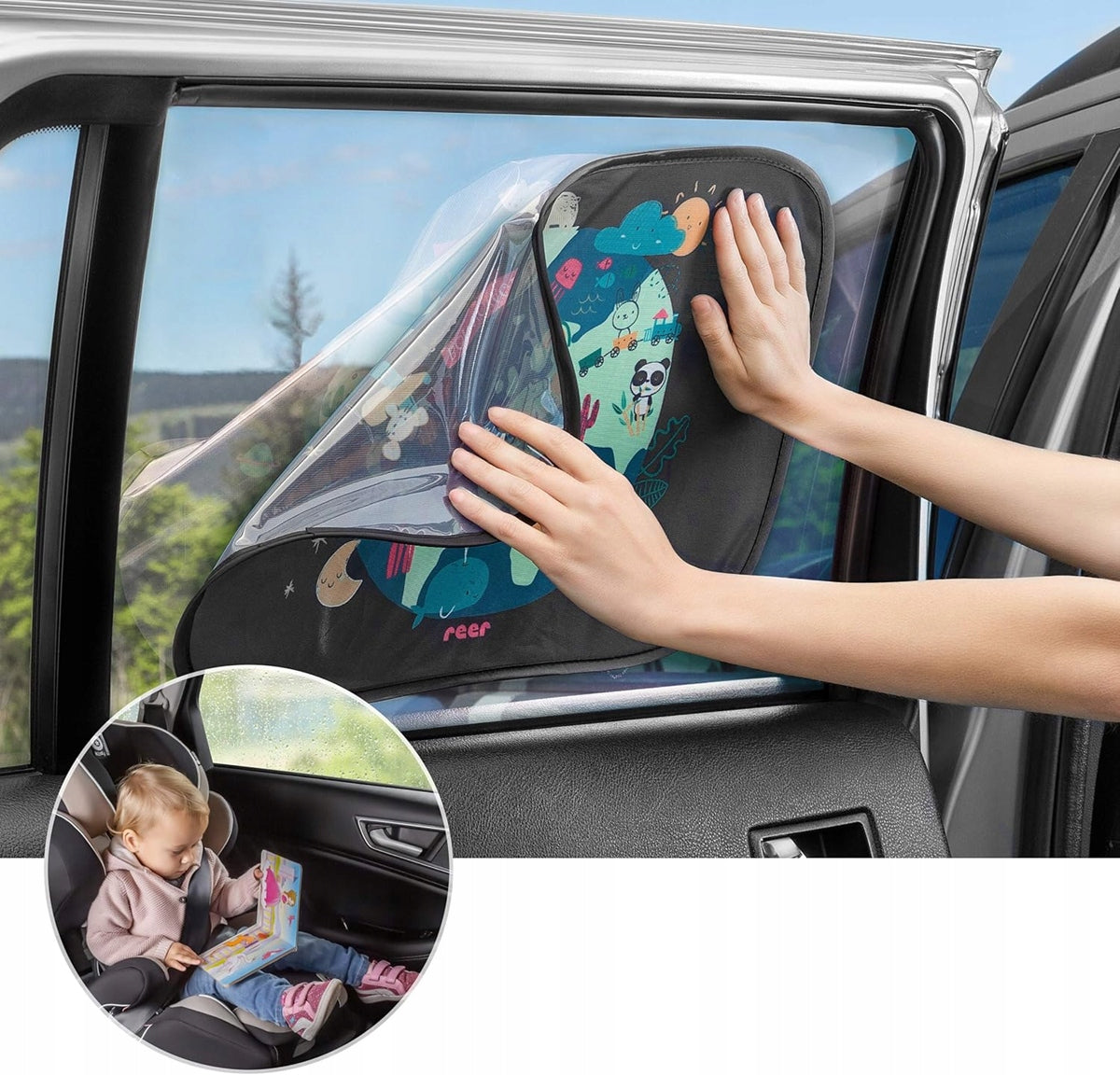 REER TravelKid parasole per finestrino auto protezione solare UV 50+ 2 pezzi