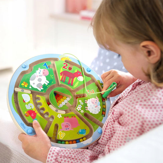 HABA leseni magnetni labirint 23 cm KMETIJA
