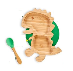 KLEINER FUCHS bambusowy talerzyk z przyssawką + łyżka