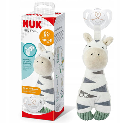 NUK Little Friend cumlík s plyšovou hračkou ZEBRA 0-6 m